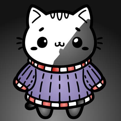 a kawaii cat wearing an oversized sweater