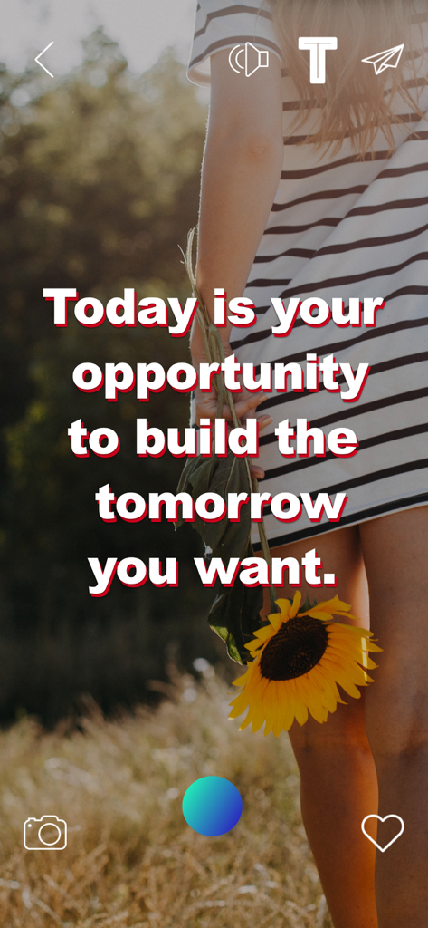 Motivation Daily Quote Widget - Inspirational daily quote Today is your opportunity to build the tomorrow you want on an aesthetic sunflower background