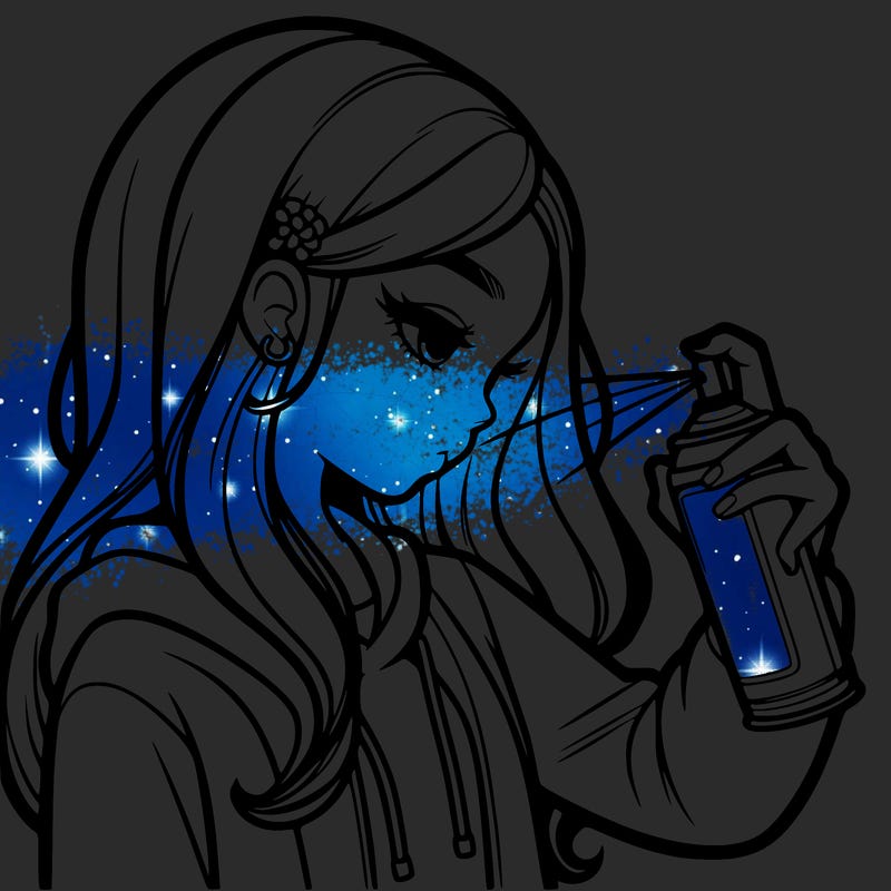 a realistic girl spray painting