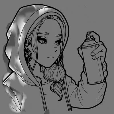 a realistic girl, spray painting