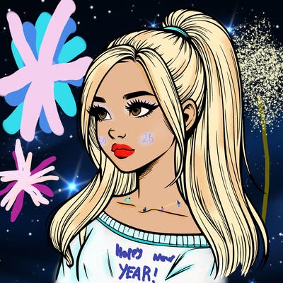 realistic girl with a high ponytail