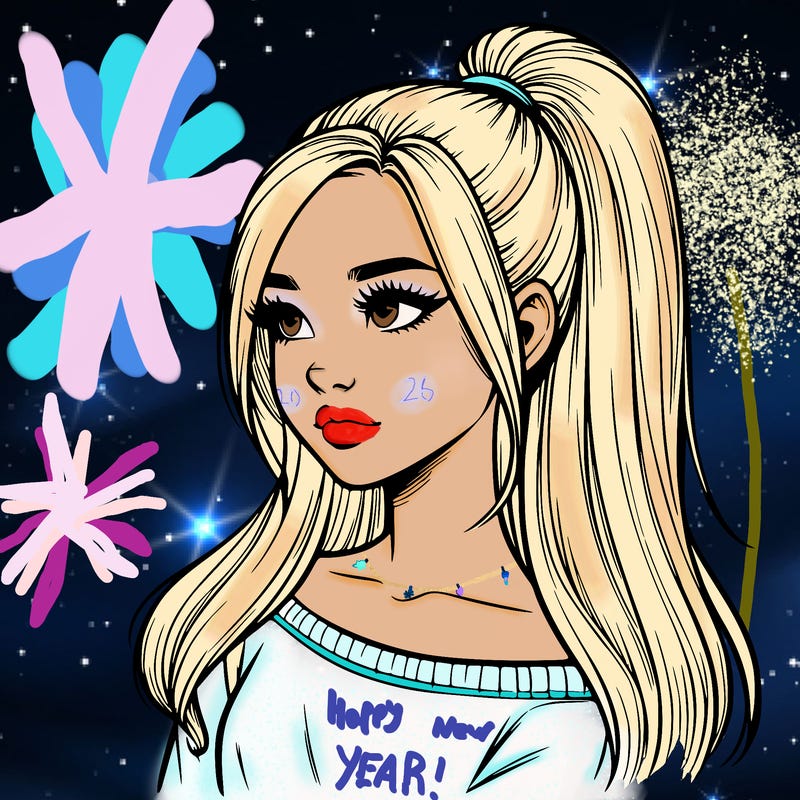 realistic girl with a high ponytail