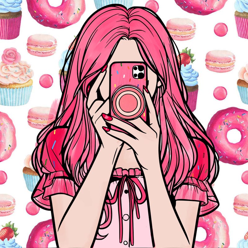 a realistic girl holding her phone taking pictures