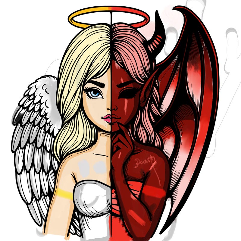 realistic angel half demon