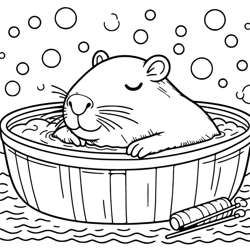 capibara in the relaxing bath