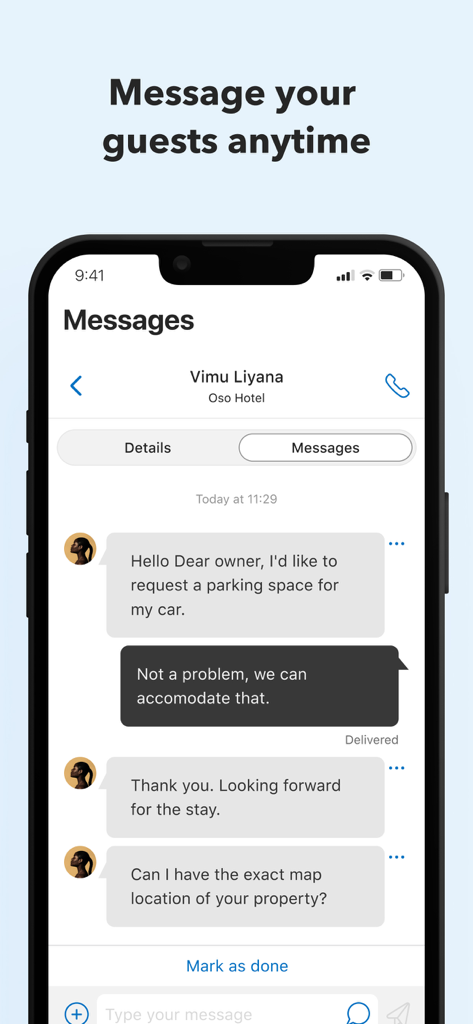 Pulse for Booking.com Partners - Pulse app interface for property managers to message guests in real time