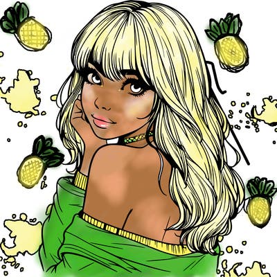 realistic girl with bangs looking over her shoulder