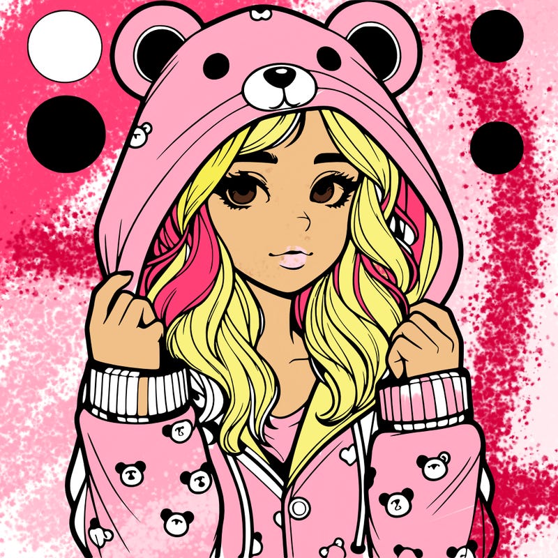 realistic girl in a animal pjs hoodie