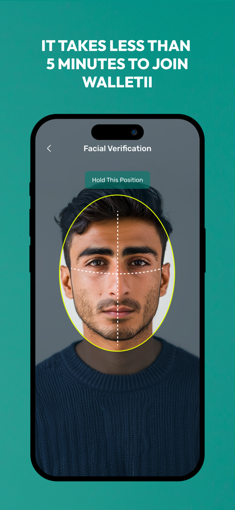 walletii by Ooredoo - Oman - Facial verification screen for secure digital wallet setup on walletii by Ooredoo