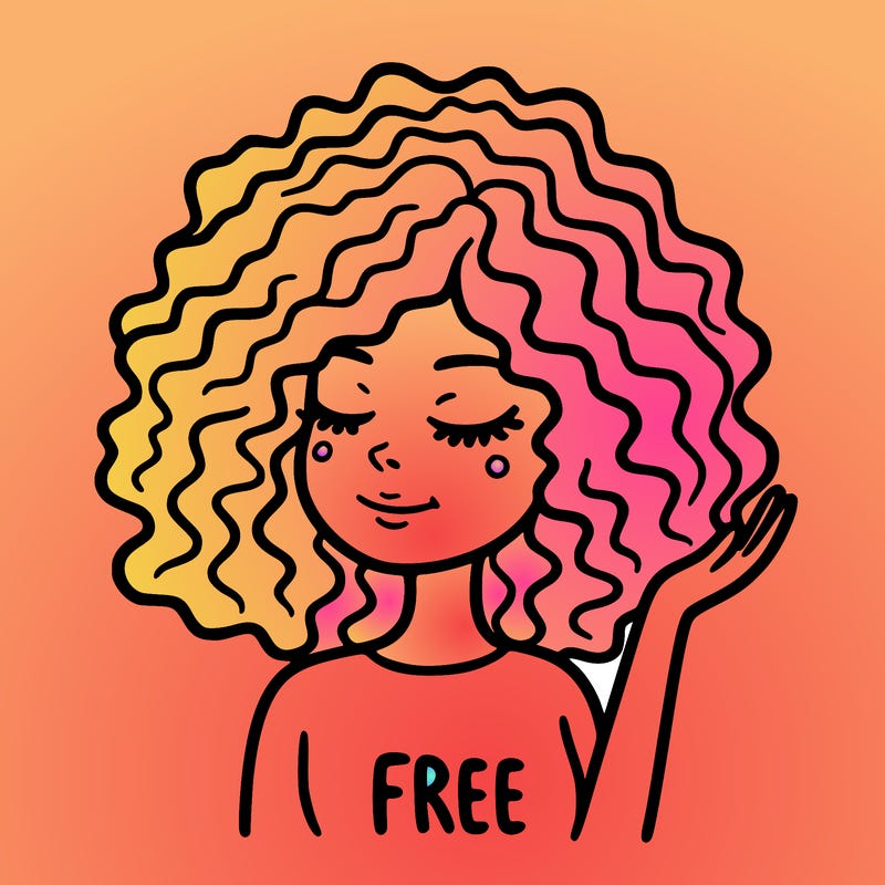 free woman with curly hair