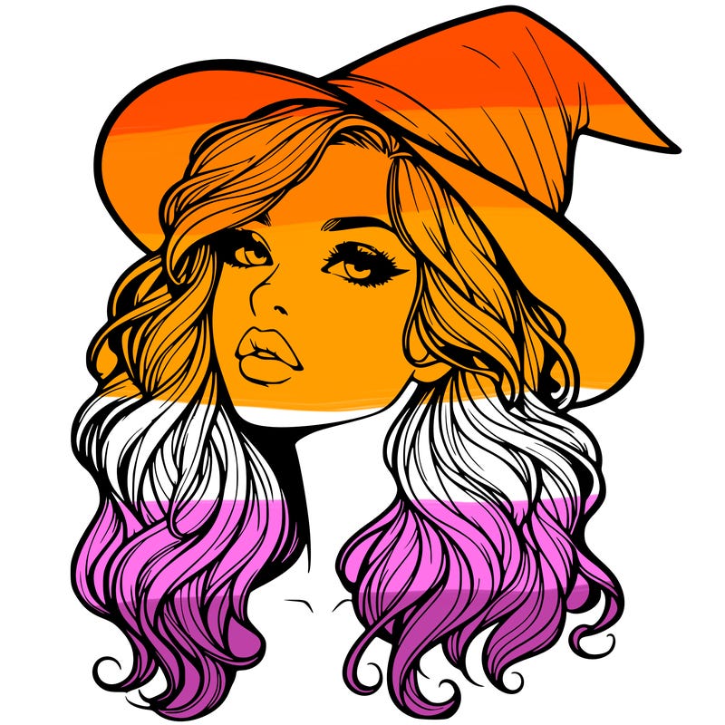 realistic witch girl with wavy hair and lips