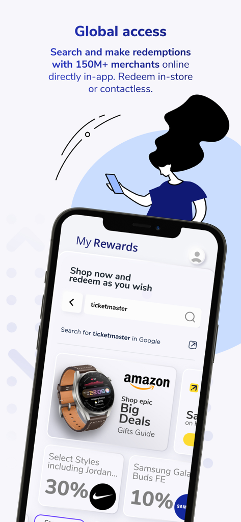 My Rewards by Visa Loyalty - My Rewards by Visa Loyalty app global shopping access and merchant redemptions screen