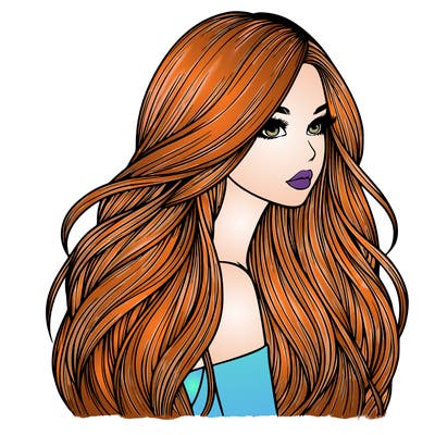 realistic girl with long realistic hair
