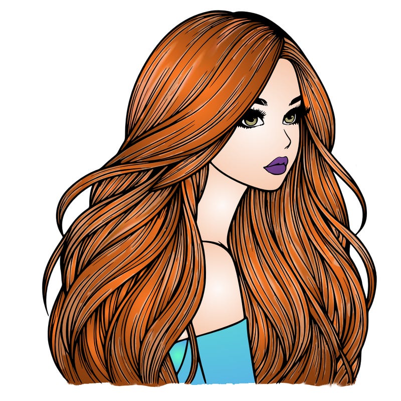 realistic girl with long realistic hair