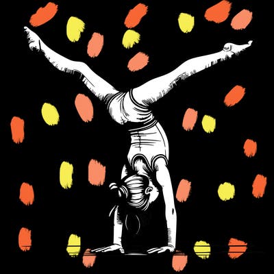 realistic gymnastic hand stand girl in four splits