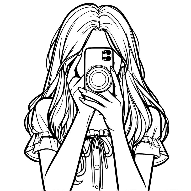 a realistic girl holding her phone taking pictures