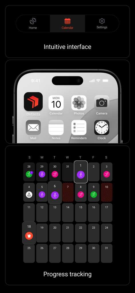BeFasta Running Training Plans - BeFasta running app dashboard showing the intuitive training calendar and progress tracking interface