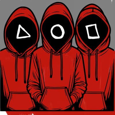 3 faceless people in  hoodies