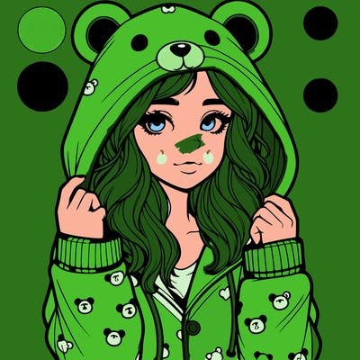 realistic girl in a animal pjs hoodie