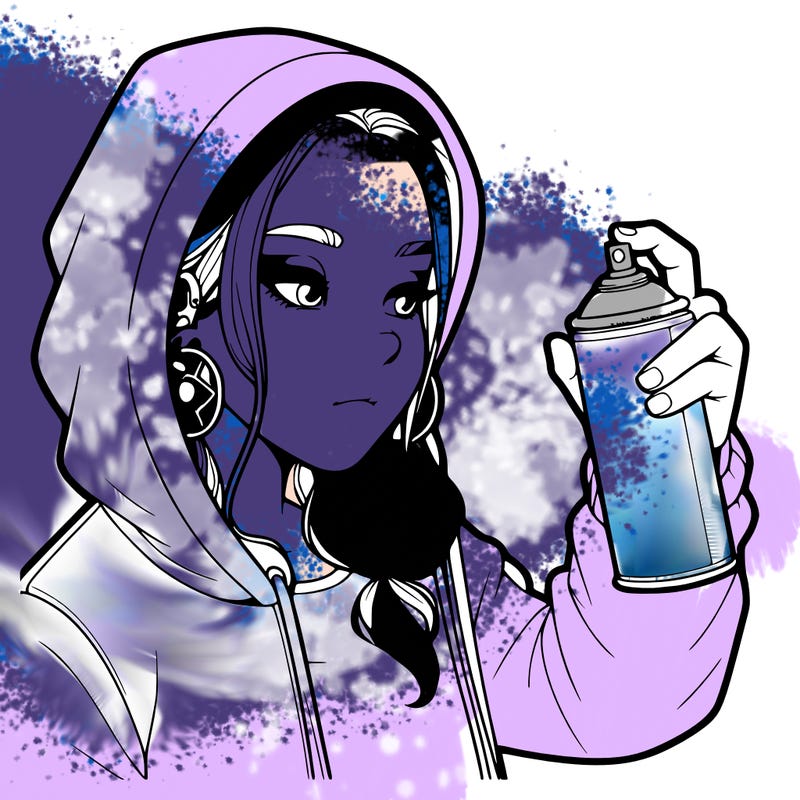 a realistic girl, spray painting