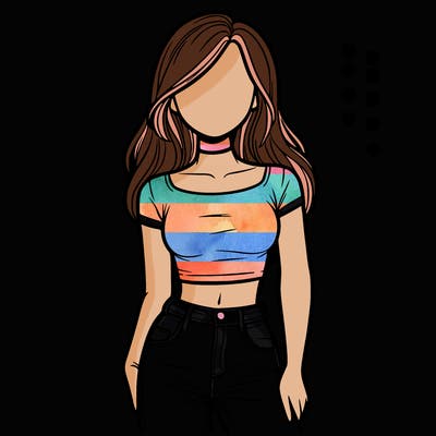 girl with a crop top and jeans