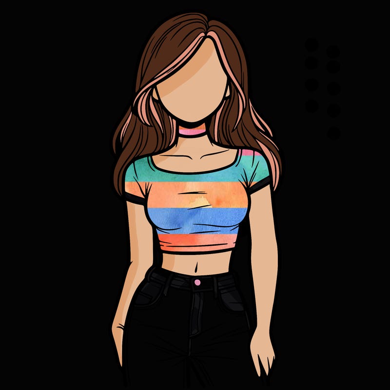 girl with a crop top and jeans