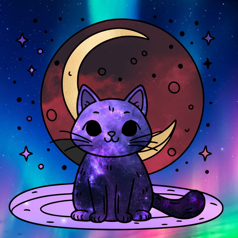 cat sitting in front of moon