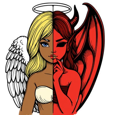 realistic angel half demon