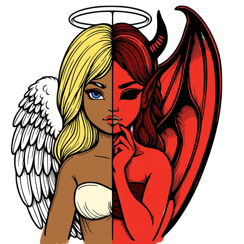 realistic angel half demon