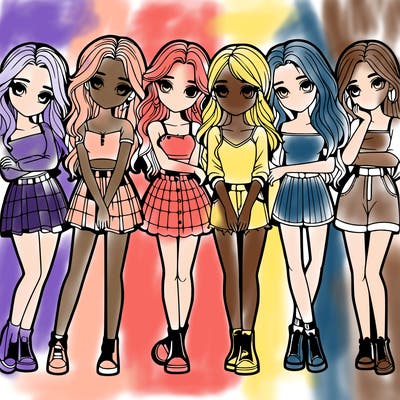 a group of girls realistic