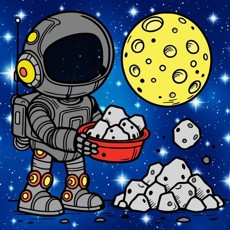 space robot collecting moon rocks