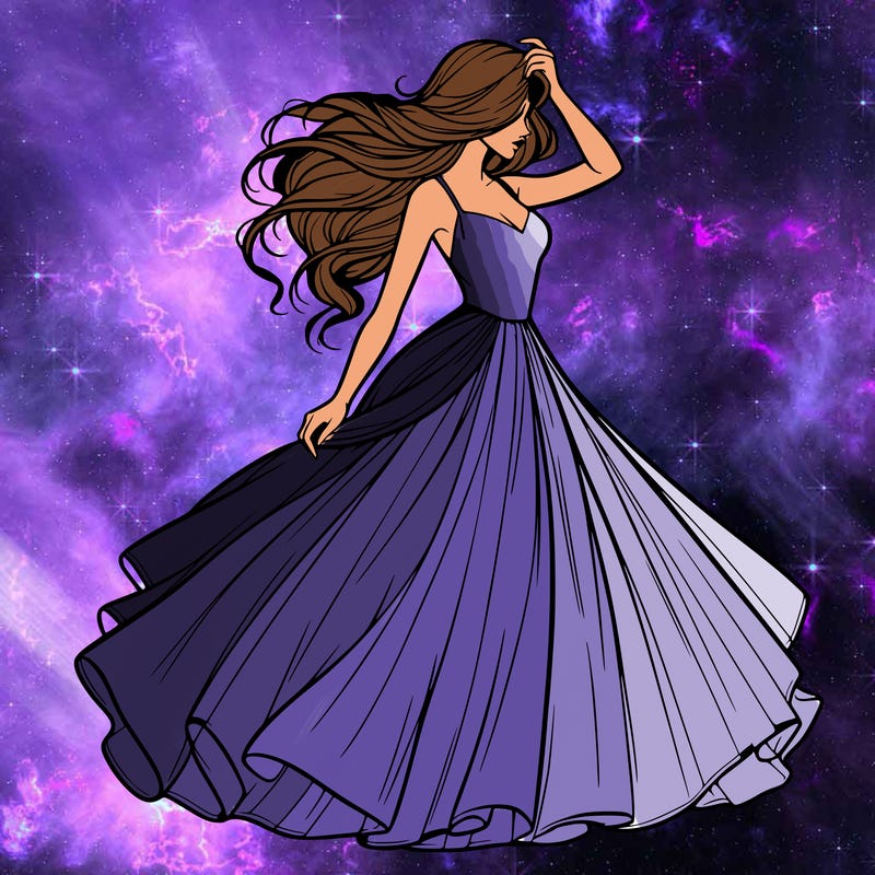 realistic woman with dress flowing in the wind