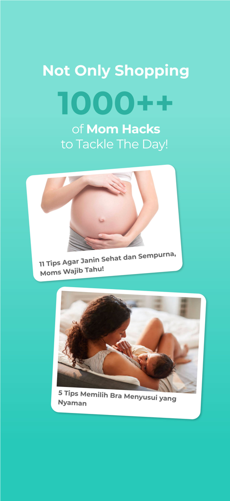 MOOIMOM SmartFlow® - Interface de l'application MOOIMOM SmartFlow affichant plus d'un millier d'astuces pour mamans et conseils de parentalité pour la grossesse et l'allaitement.