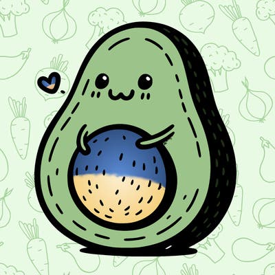 an avocado hugging an avocado