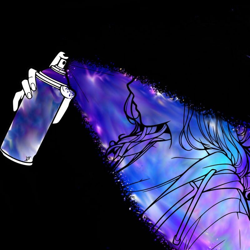 a realistic girl spray, painting