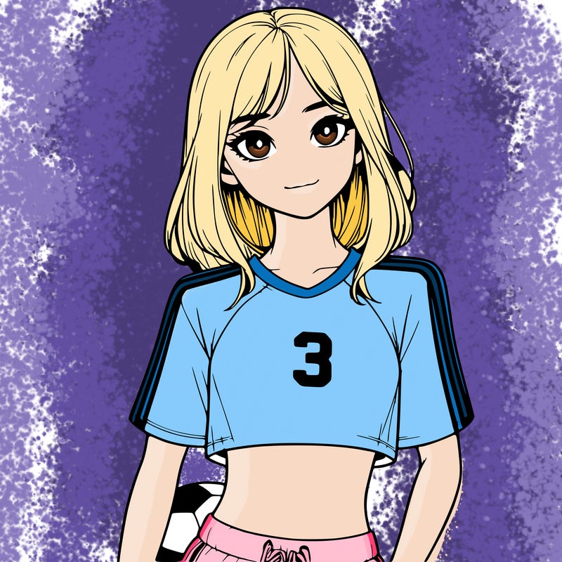 realistic girl wearing soccer jersey