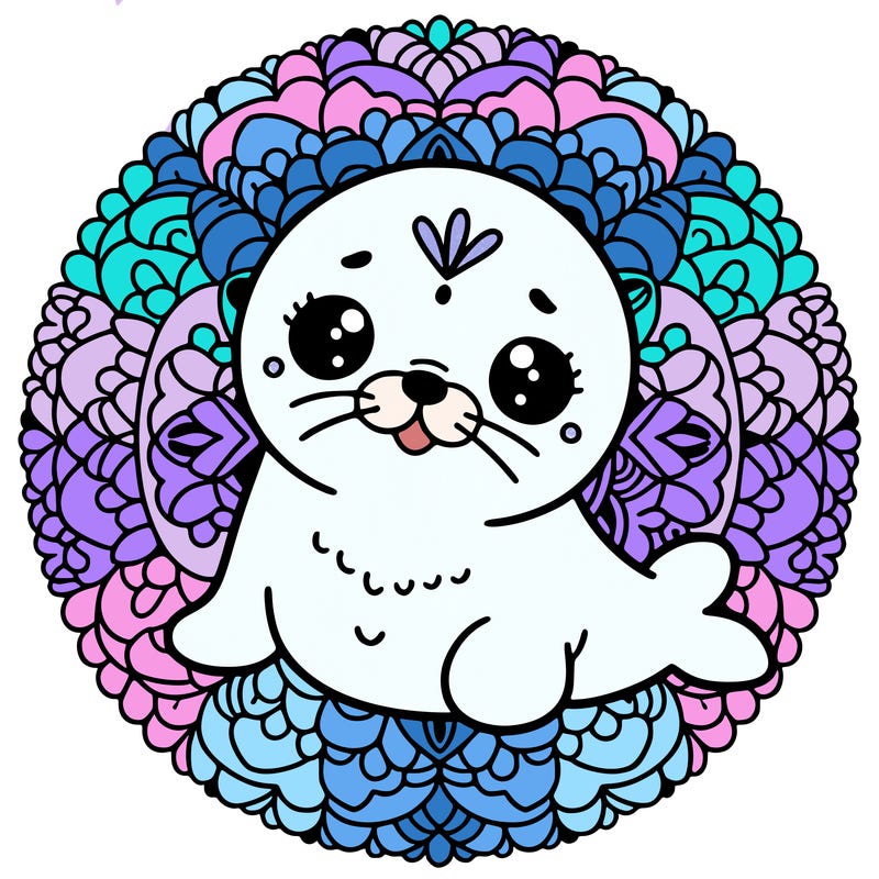 a cute baby seal mandala