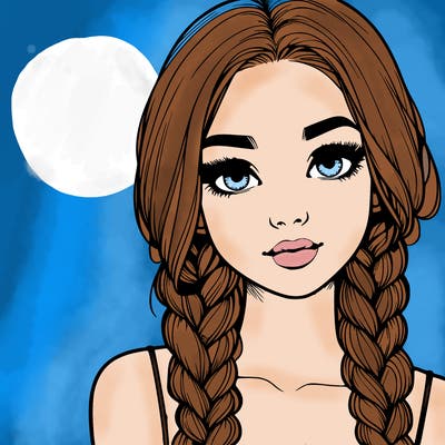 realistic girl with braids