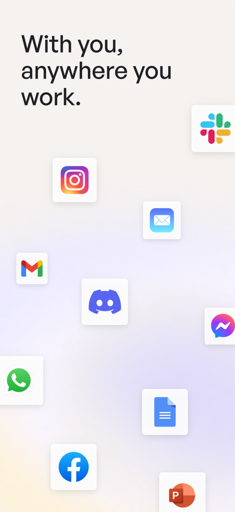 Compatibilidad del teclado de escritura con IA de Wordtune con aplicaciones de Slack, Gmail y redes sociales