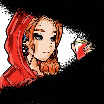 a realistic girl, spray painting