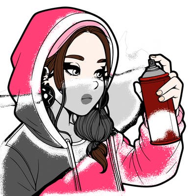 a realistic girl, spray painting