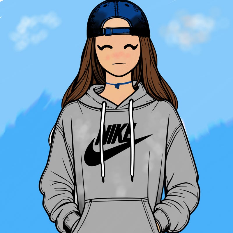 realistic girl wearing a backwards hat, a hoodie, and nikes