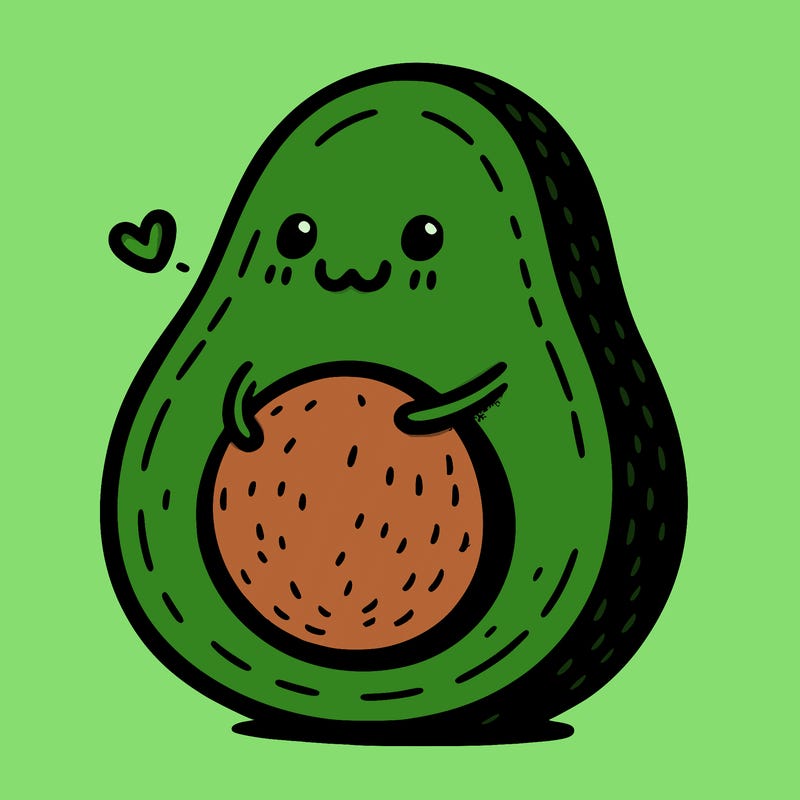 an avocado hugging an avocado