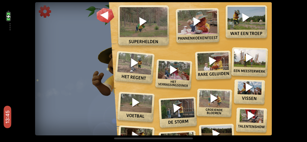 Menu of video episodes featuring Bollo the Bear for preschool children