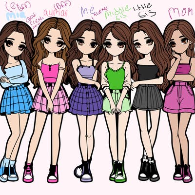 a group of girls realistic