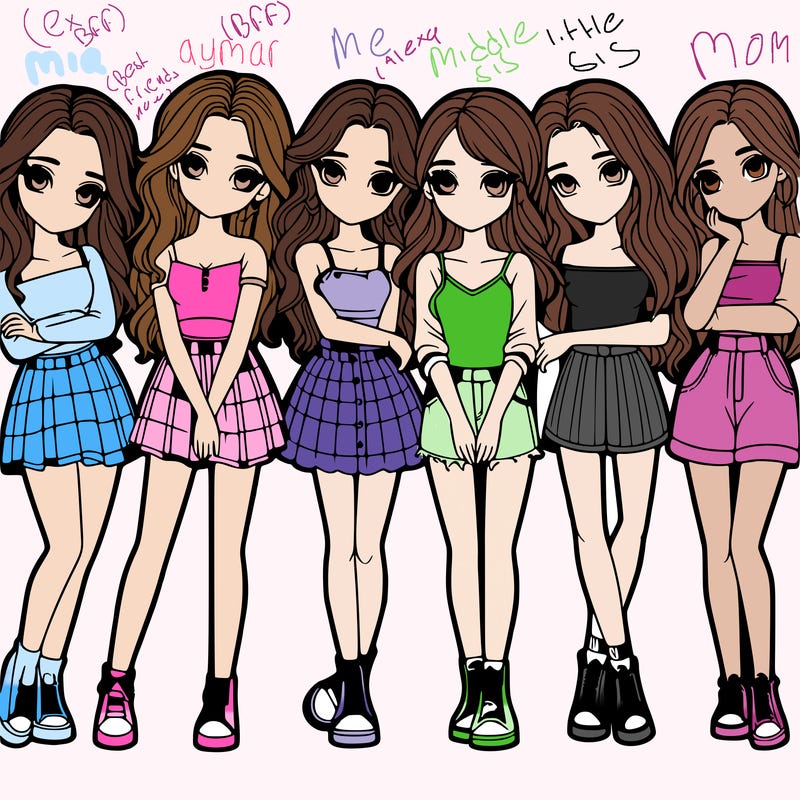 a group of girls realistic