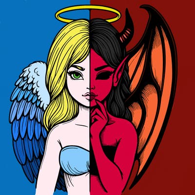 realistic angel half demon