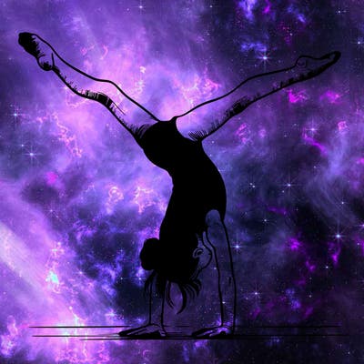 realistic gymnastic hand stand girl in four splits