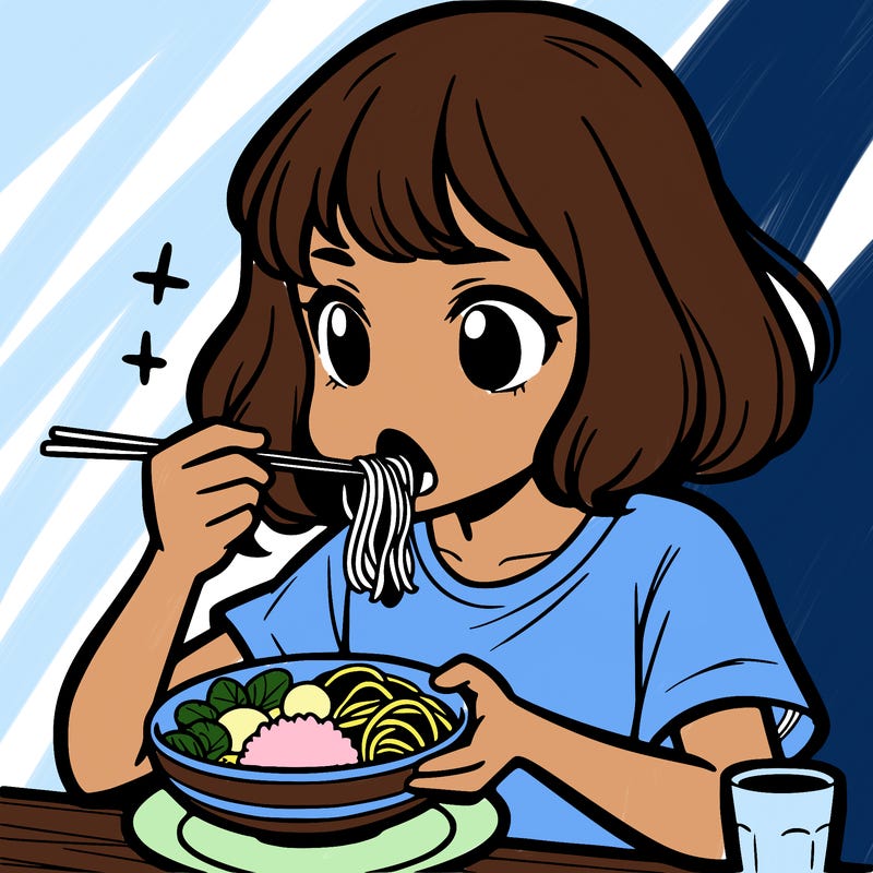 a girl eating food