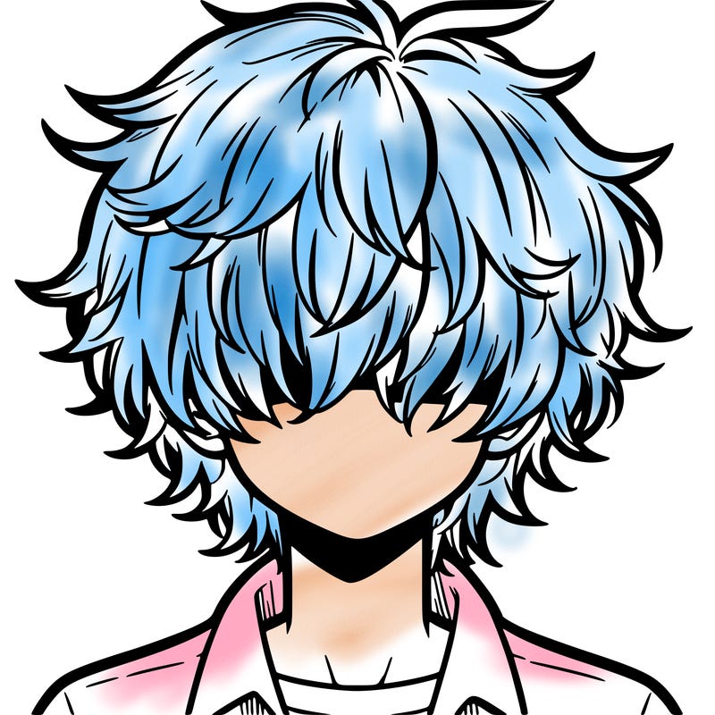 manga boy fluffy hair covering his eyes